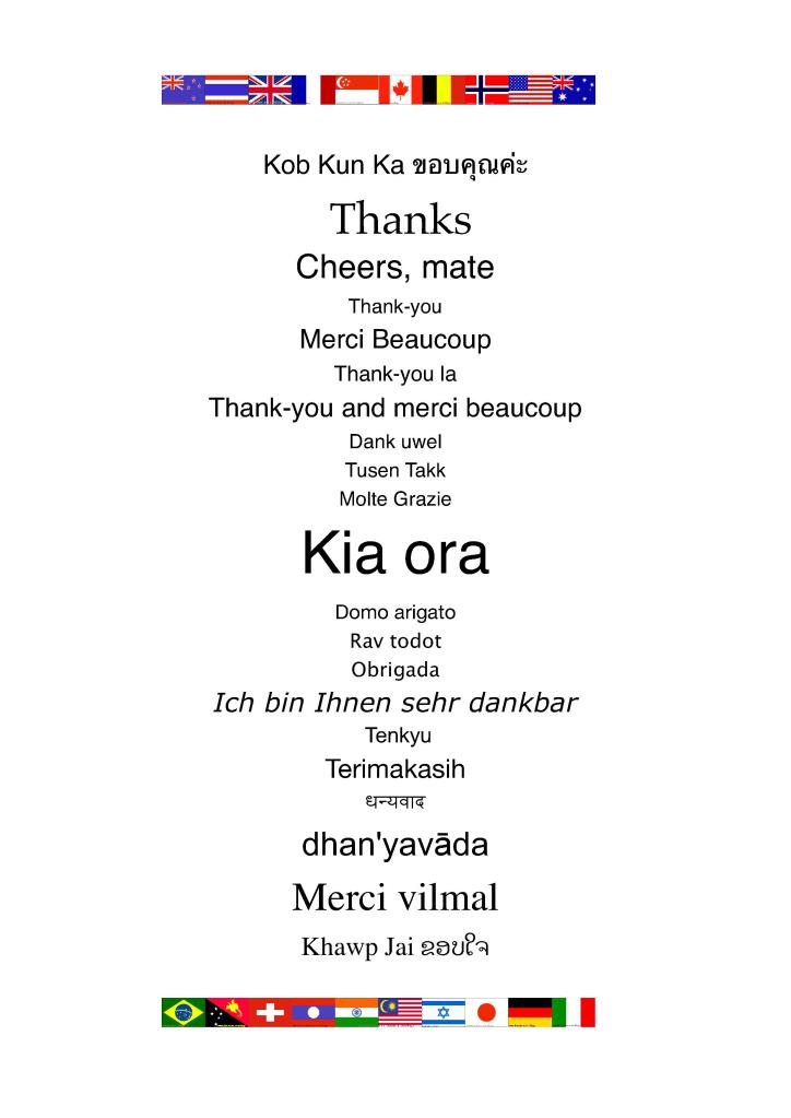 International Thank-you!