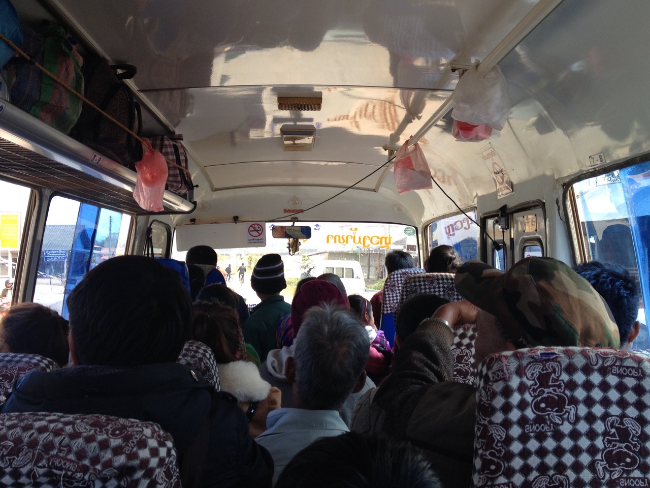 Passengers on a typical local bus. This photo was taken on the return leg - from Luang Namtha to Oudamxay
